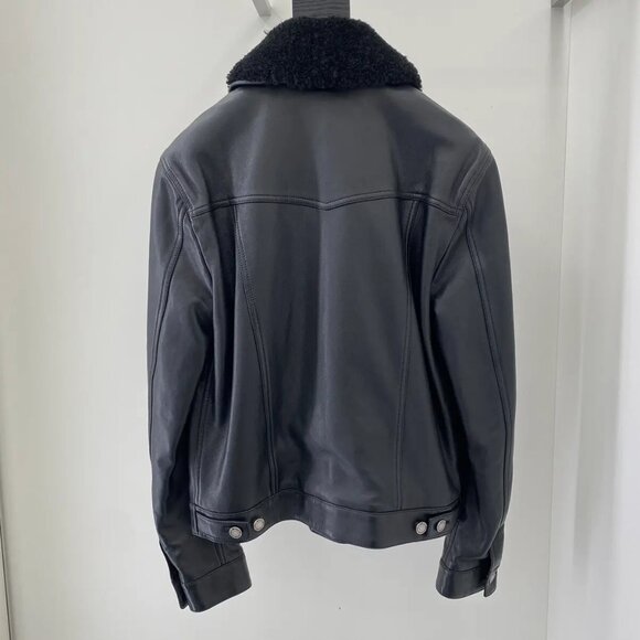 Saint Laurent Lambskin Trucker Jacket w/ Removable Shearling Collar (Size XS/42) - Picture 3 of 7